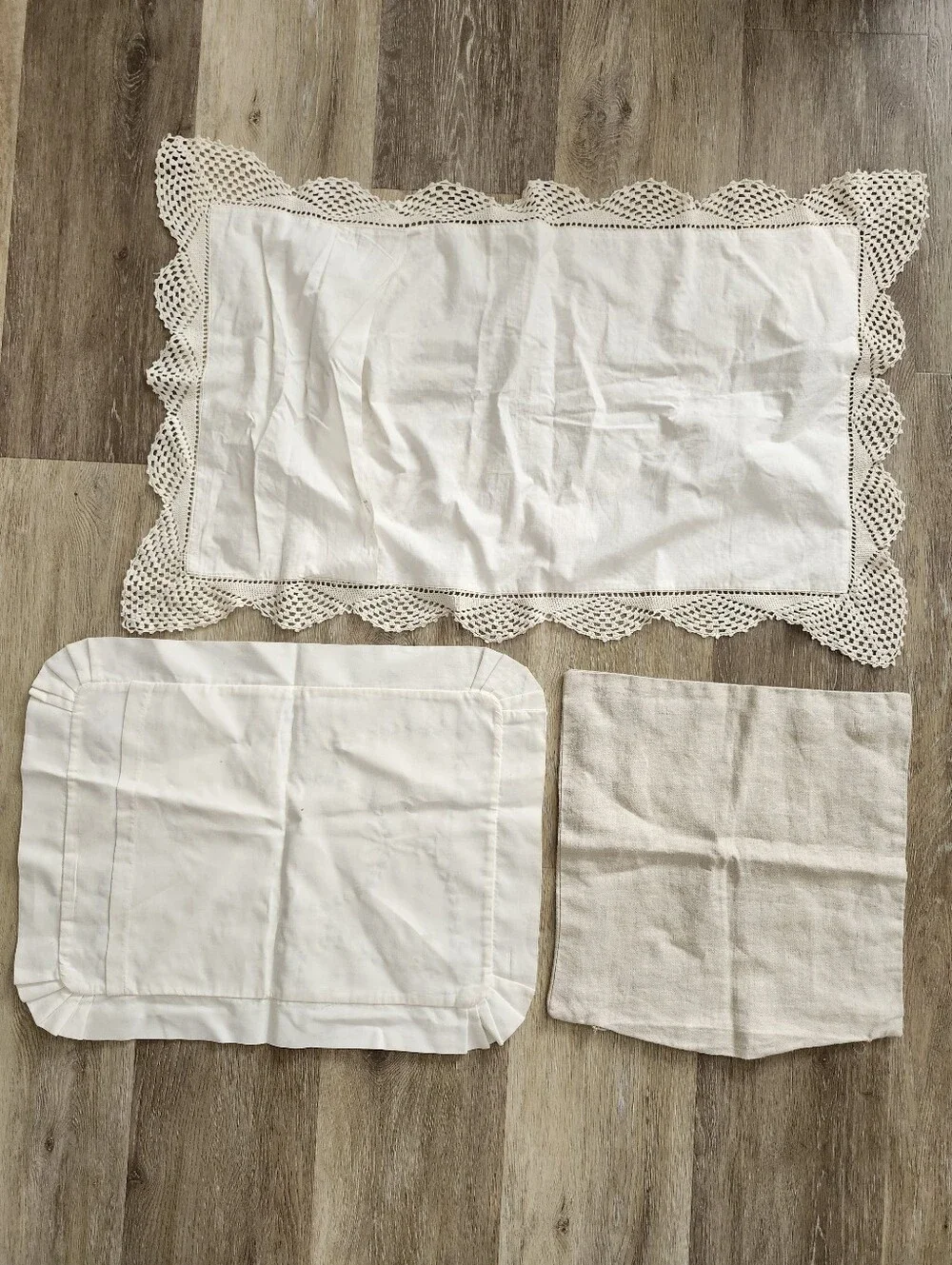 Vintage Lot of 3 Pillow Covers Pauline Denham Crochet Embroidery